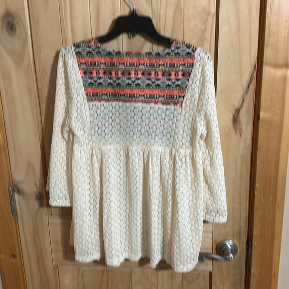 Hayden Wild and Wonderful Top White Crochet Blouse Semi Sheer - Picture 3 of 5